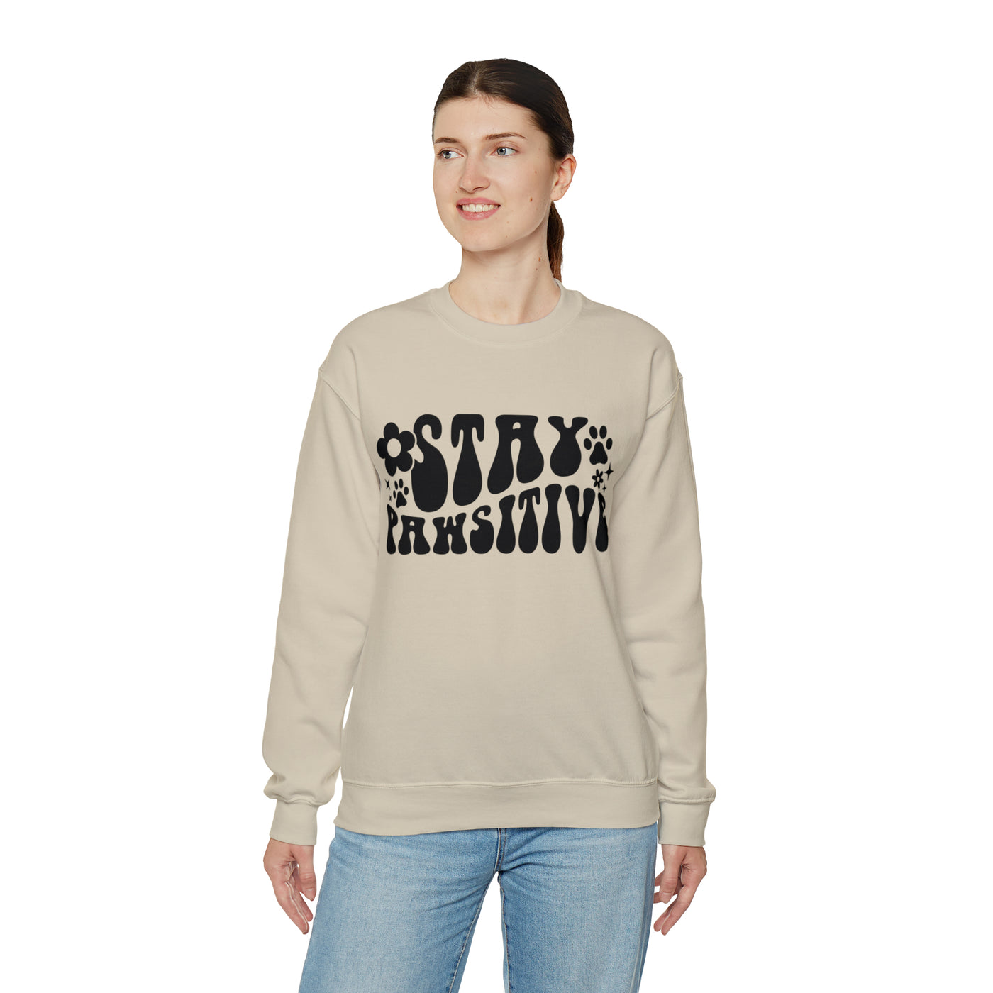 Stay Pawsitive Retro Sweatshirt (assorted colors)