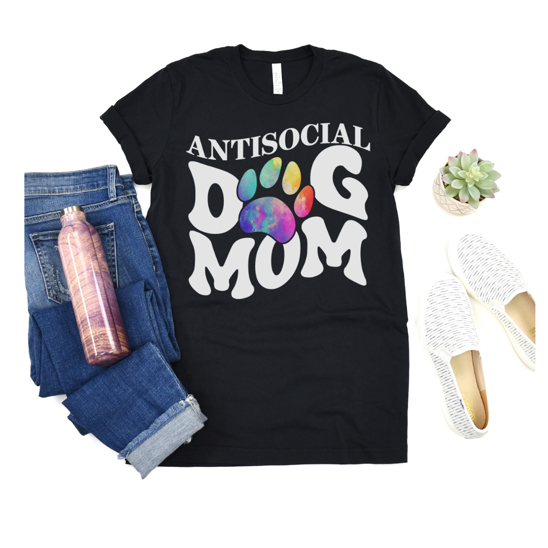 Anti-Social Dog Mom T-Shirt (Assorted Colors)