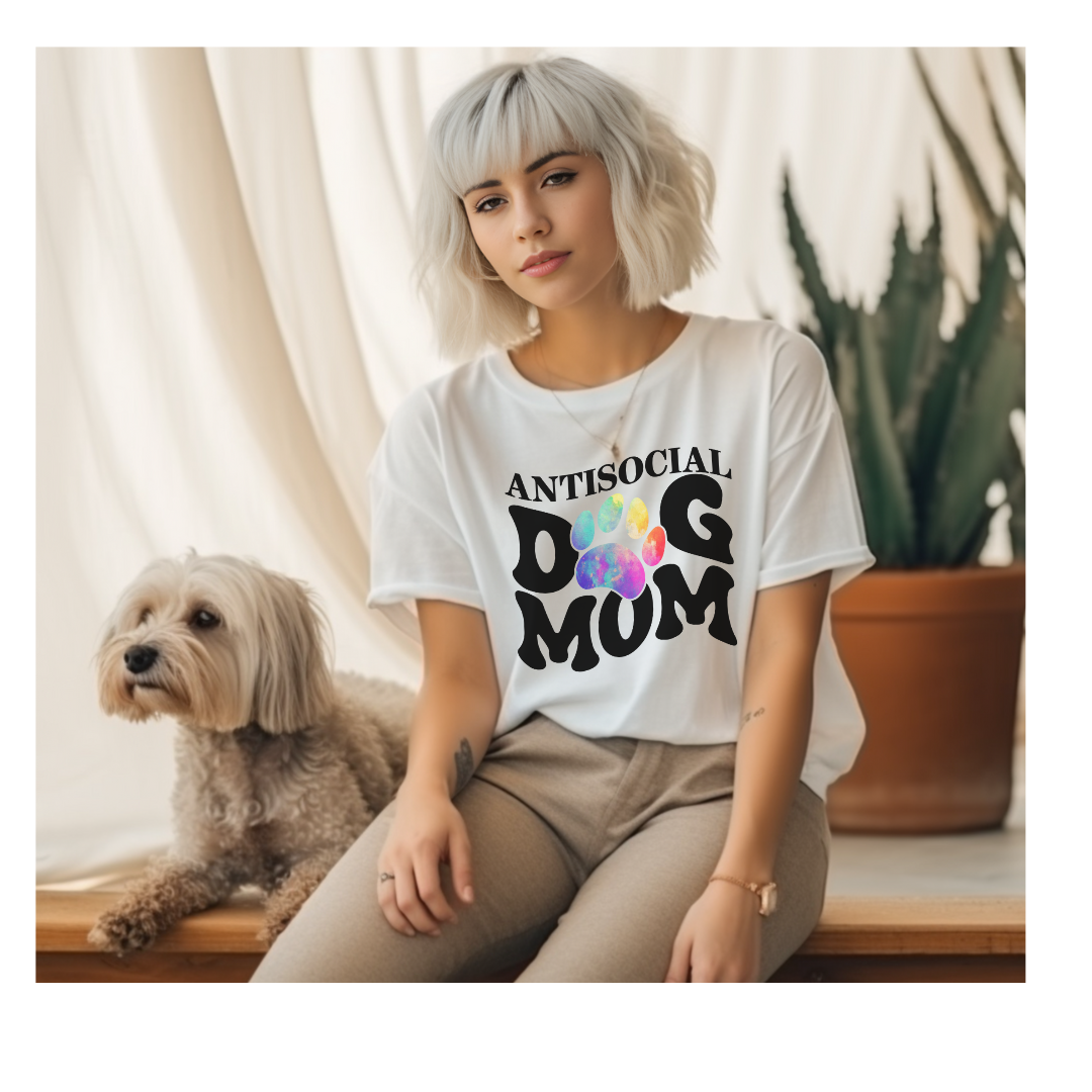 Anti-Social Dog Mom T-Shirt (Assorted Colors)