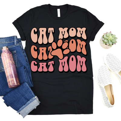 Cat Mom (Style 2) T-Shirt (Assorted Colors)