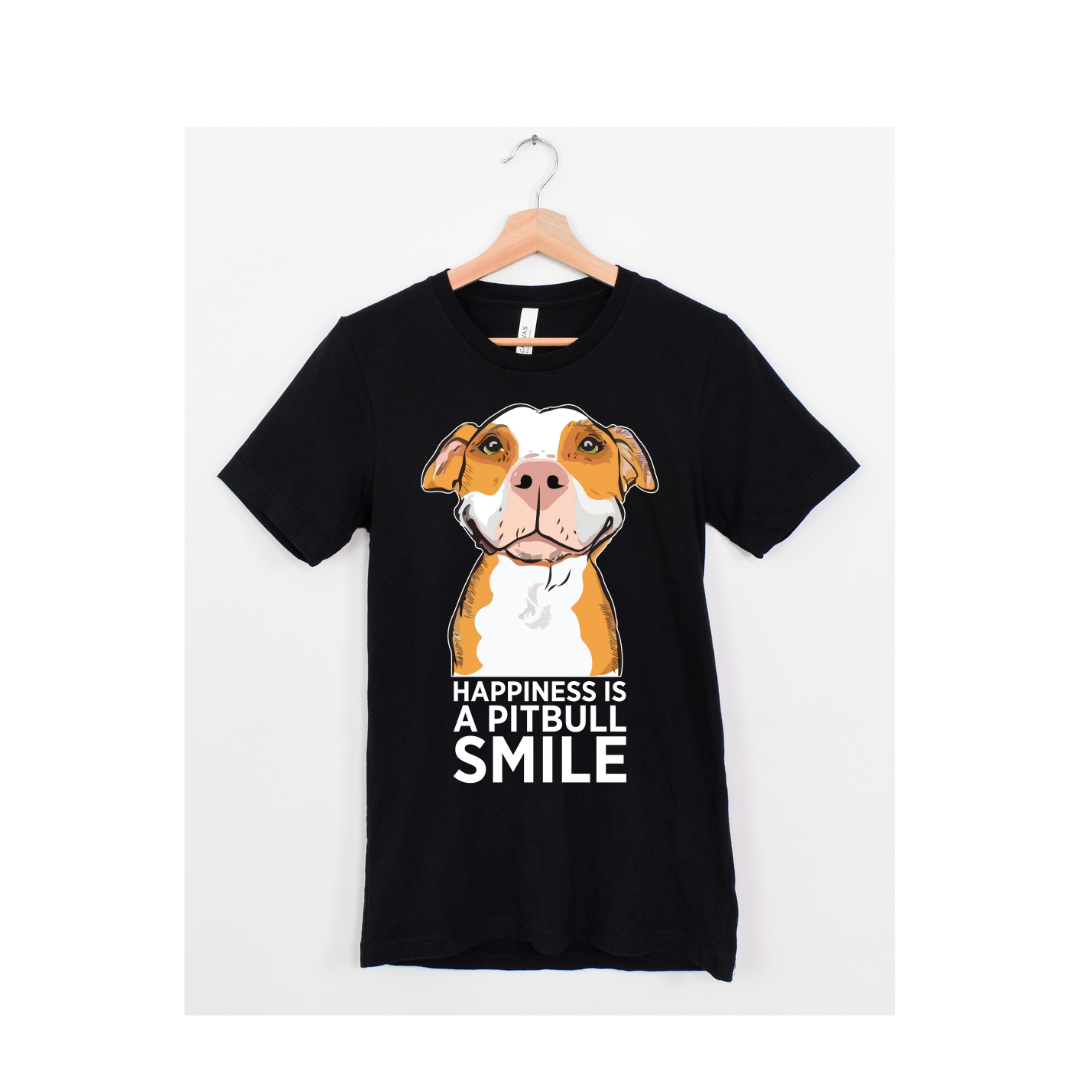 Happiness Is A Pitbull Smile T-Shirt (Assorted Colors)