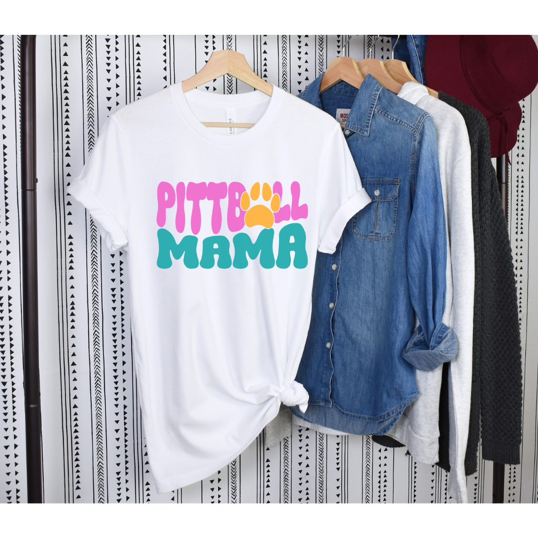 Pitbull Mama T-Shirt (Assorted Colors)