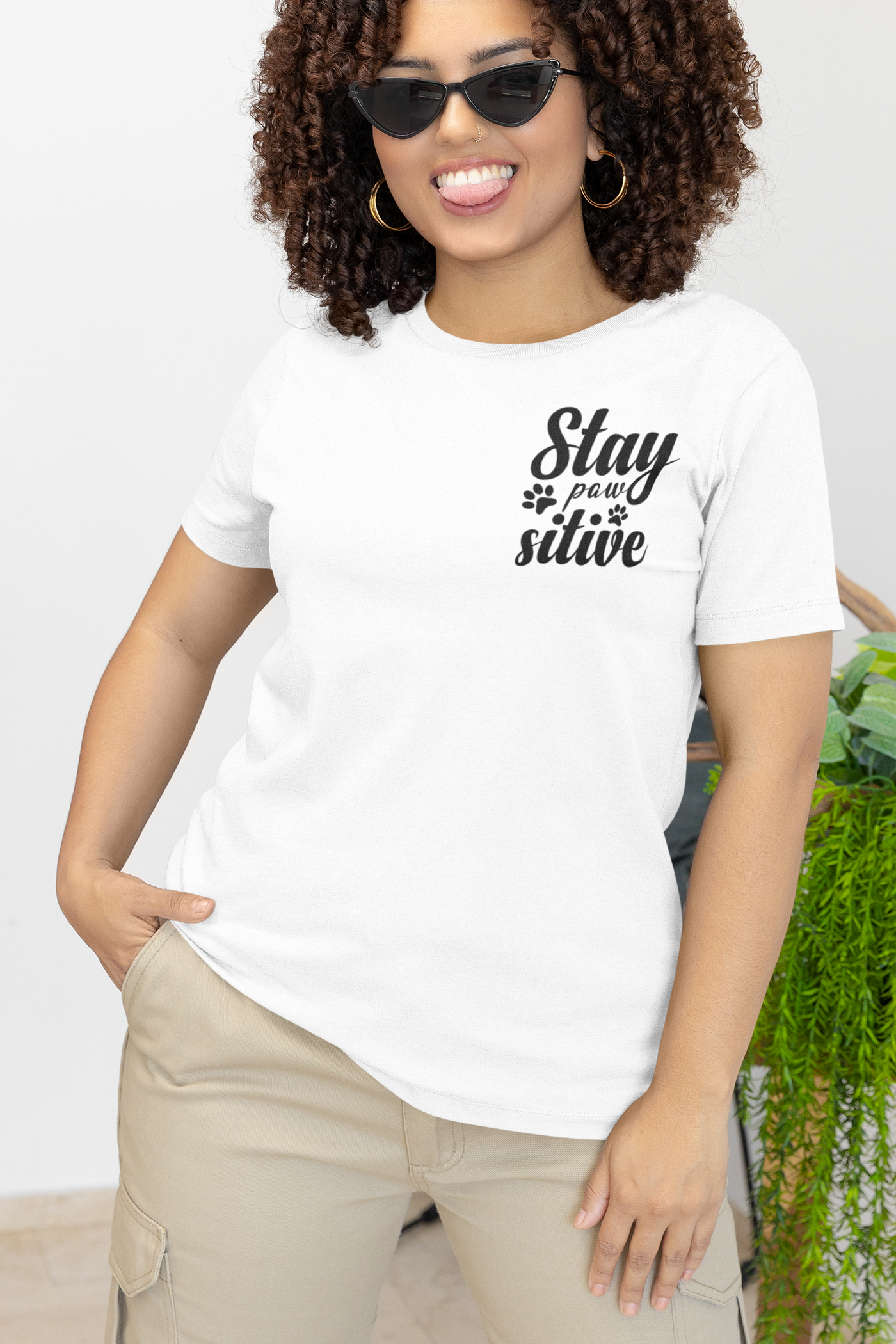 Stay Pawsitive T-Shirt (Assorted Colors)